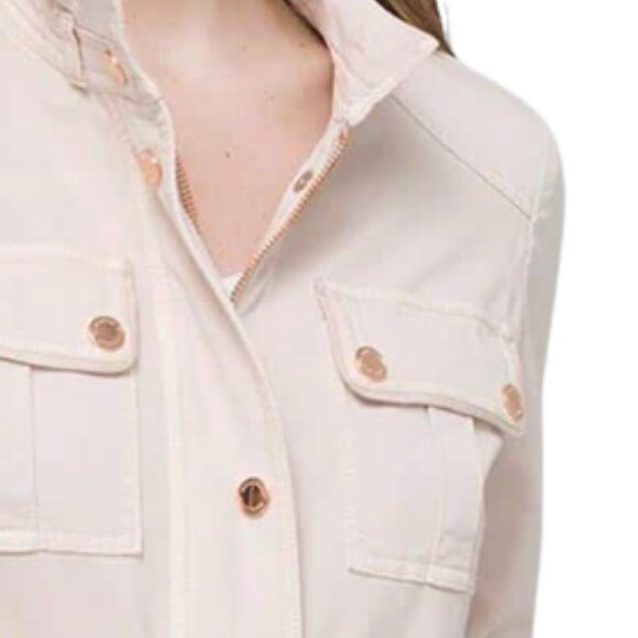 NWT White House Black Market Casual Denim Blush Pastel Color Belted Jacket - Picture 7 of 14